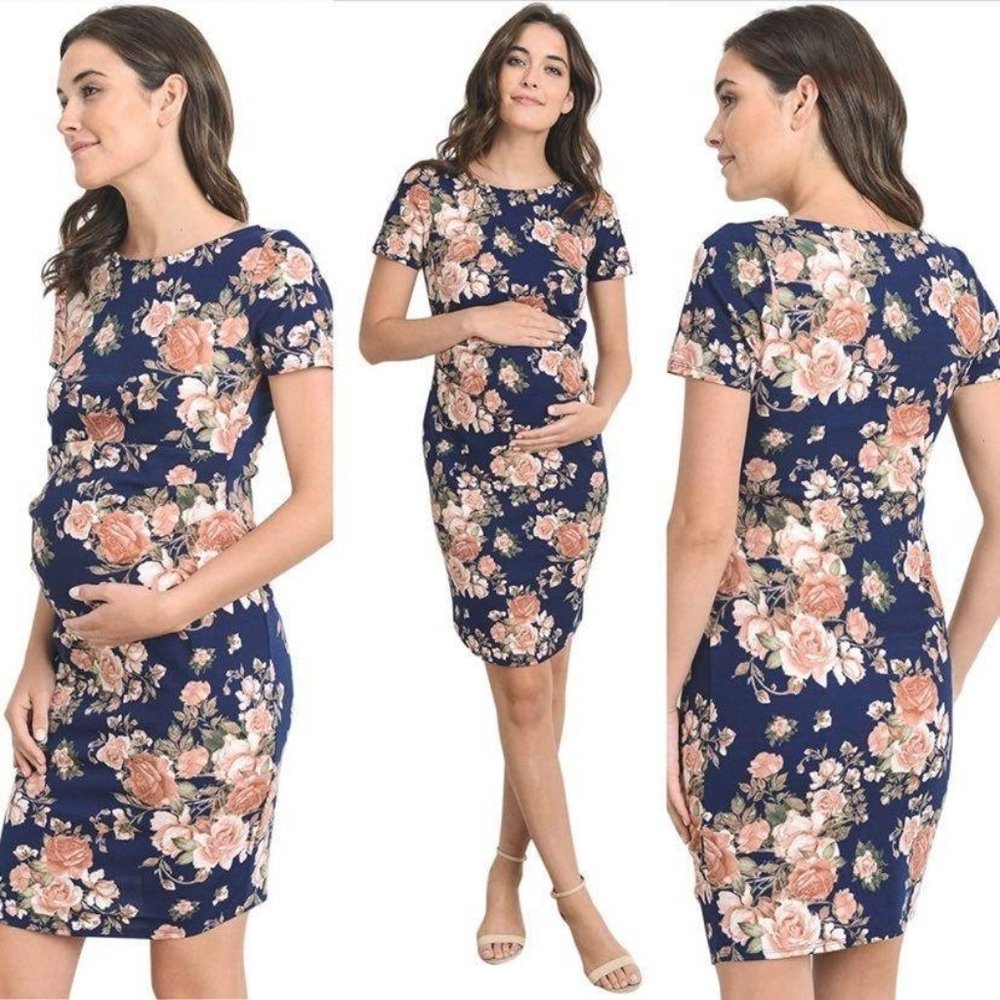 Maternity Floral Bodycon Dress Size L
